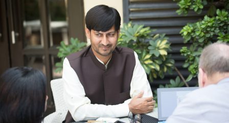 Syed Muhammad Ali discusses farming innovation during a workshop