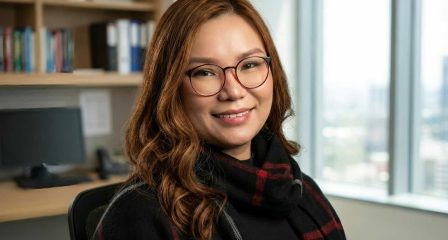 Portrait of Mongolian alumna Munkhzul in her office