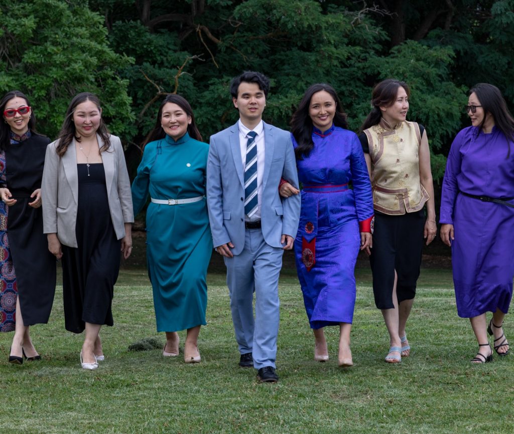 Bilguun (middle) photographed with other Australia Awards scholars from Mongolia.