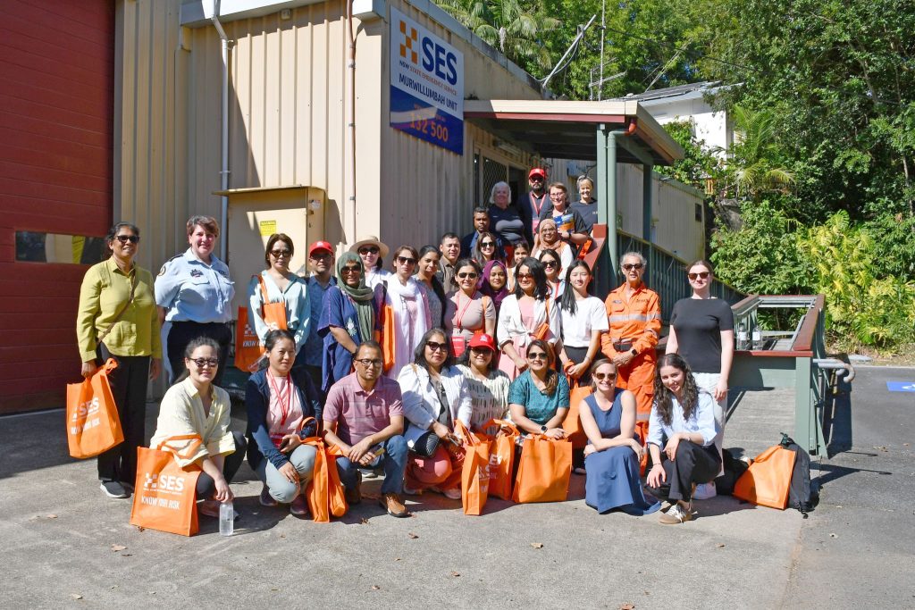 Participants visiting the NSW State Emergency Service in Murwillumbah.