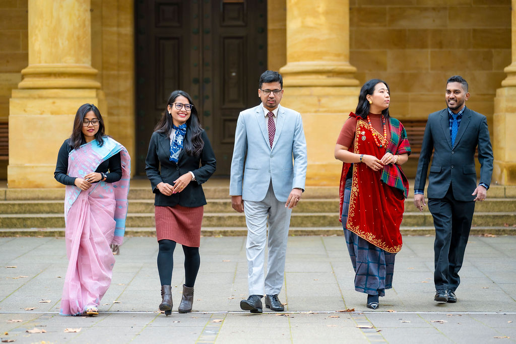 Scholar Ambassadors Aarati from Nepal (second from left) and Bhagya from Sri Lanka (right) pictured interacting with other Scholar Ambassadors.