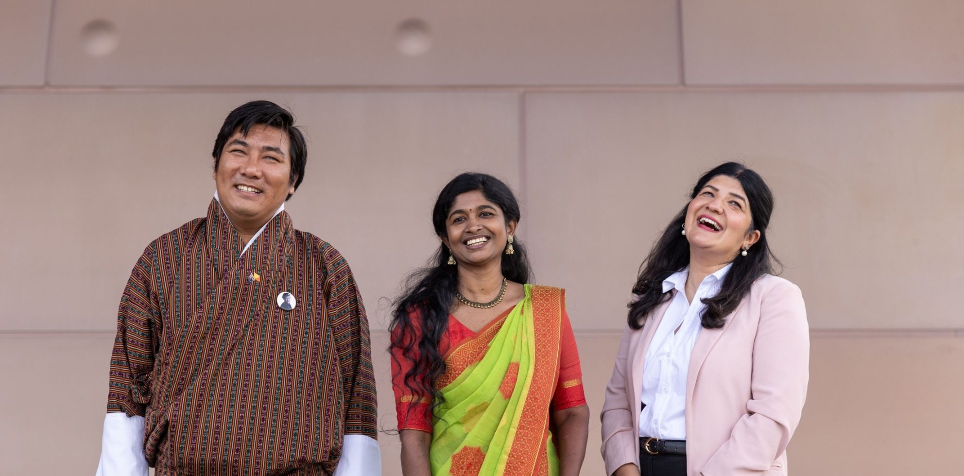 Australia Awards alumni from Bhutan, Bangladesh and Sri Lanka smiling together