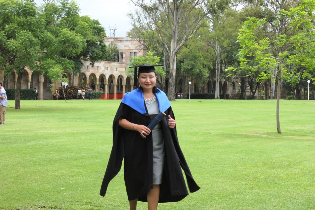 Dr Dagvadorj photographed at her graduation ceremony at the University of Queensland, Brisbane, Australia, in 2011.