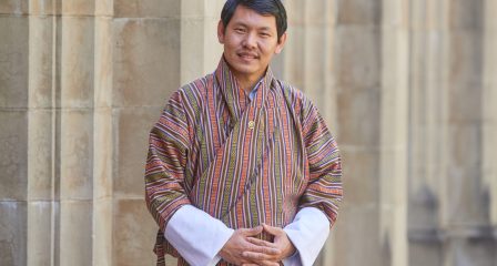 Portrait of Pema Wangchuk at a university