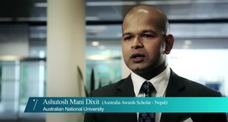 Australia Awards alumnus Ashutosh Mani Dixit speaking in a video interview