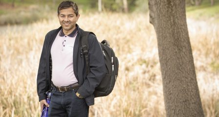 Disability-sector advocate Hari Prasad Uprety outdoors in Australia