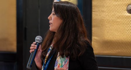Nasreen Samad speaks at an Australia Awards event