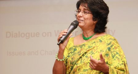 Kusum Athukorala speaks at a dialogue on water security
